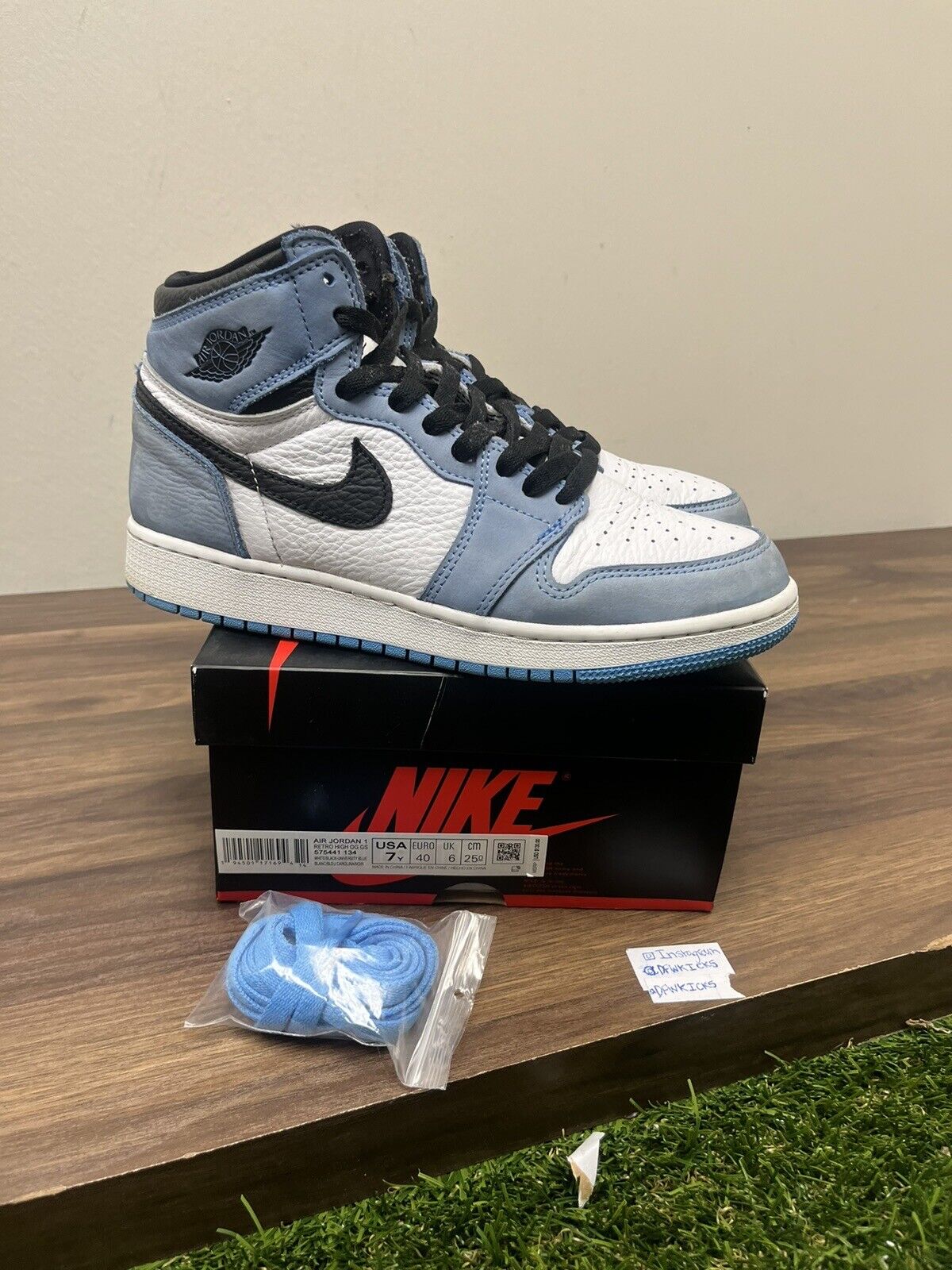  Size 7Y/8.5W - Nike Air Jordan 1 Retro High University Blue 575441-134 OG ALL