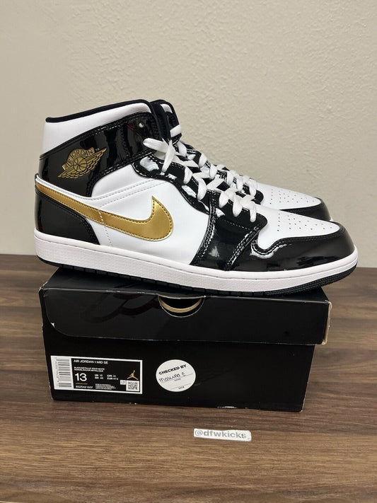 Size 13 - Jordan 1 Mid SE Patent Black Gold