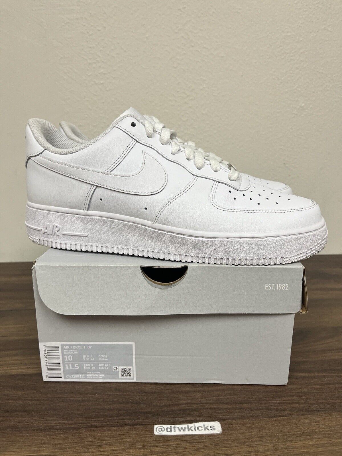 Size 10 - Nike Air Force 1 '07 Low Triple White. Left Shoe Amputee Only.