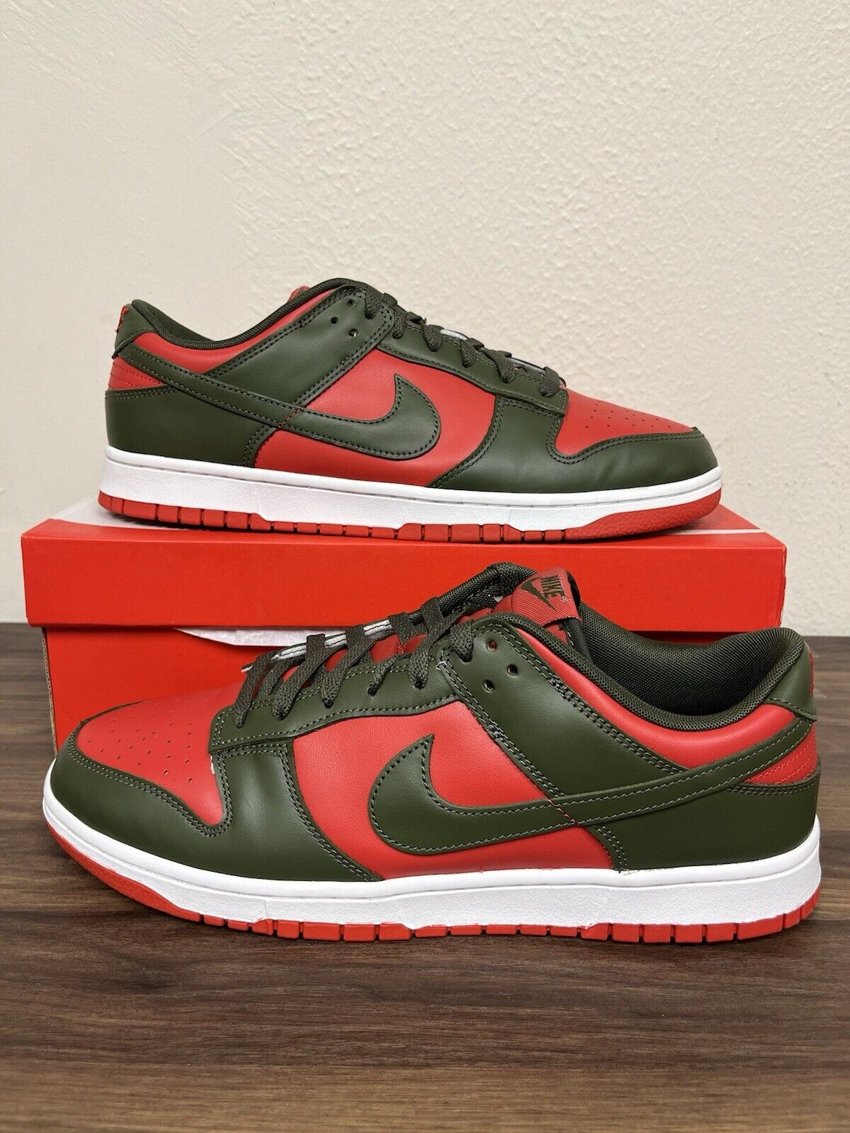 Size 13 - Nike Dunk Low Cargo Khaki Mystic Red