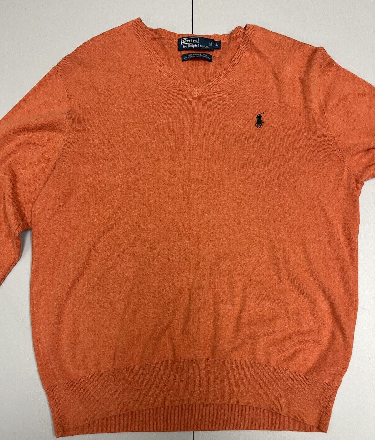 Polo Ralph Lauren Long Sleeve V Neck Pullover Sweater  Pima Cotton Men Large