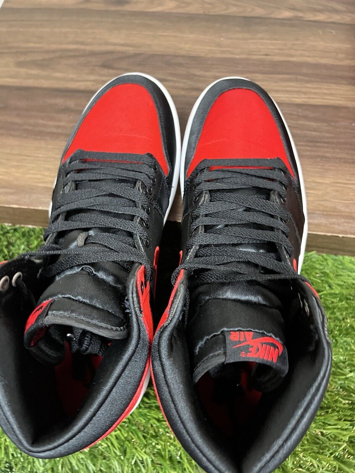 Size 12 - Air Jordan 1 Retro OG 2023 High Satin Bred W Black White (FD4810-061)