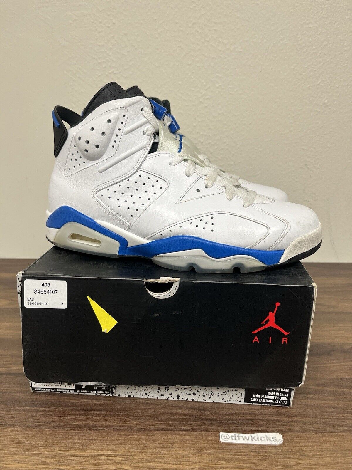 Nike Air Jordan 6 Retro VI Sport Blue 2014 Size 9 With Box 384664-107