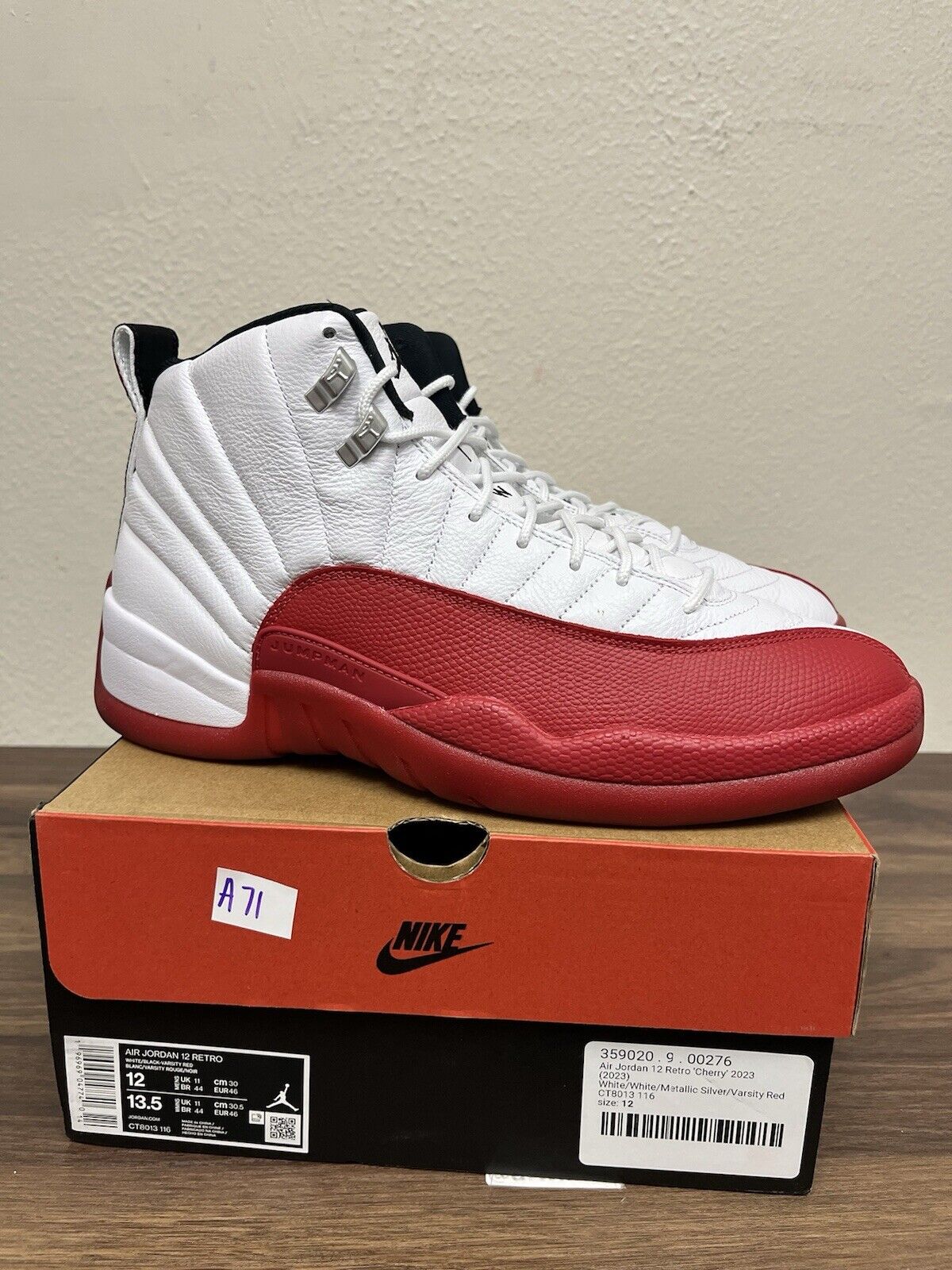 Nike Air Jordan 12 Retro Cherry ‘23 Size 12 CT8013-116 OG Taxi Red Flu Game NICE