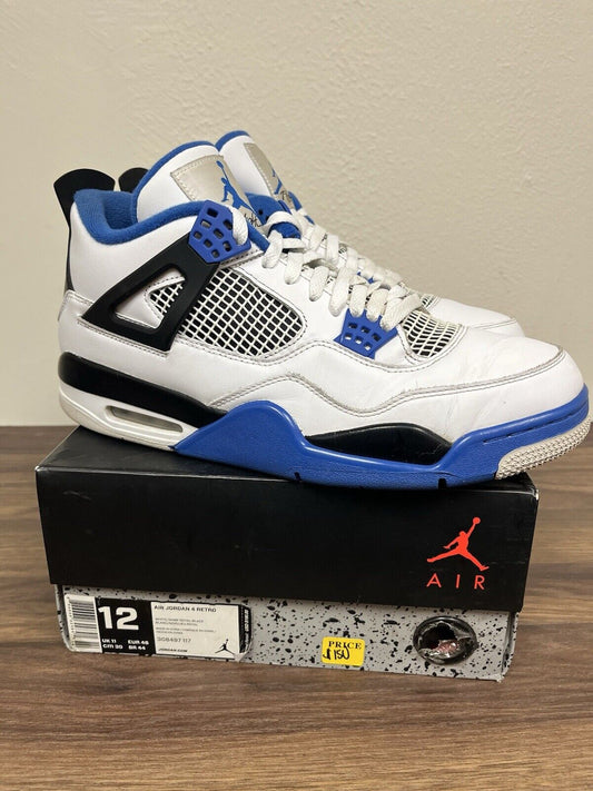 Size 12 - Air Jordan 4 Retro Motorsports 2017 (308497-117) White Varsity Blue