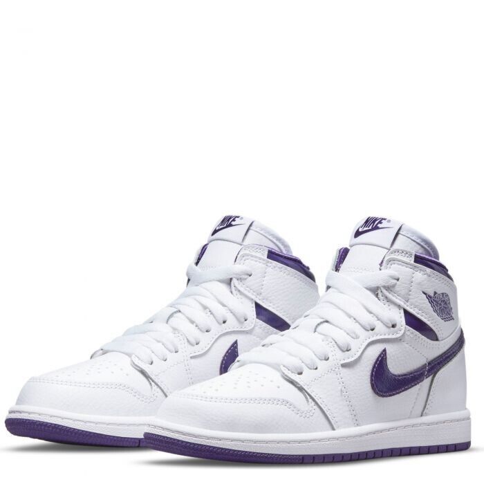 Nike Air Jordan 1 Retro High White Court Purple PS CU0449-151 Youth Size 12c