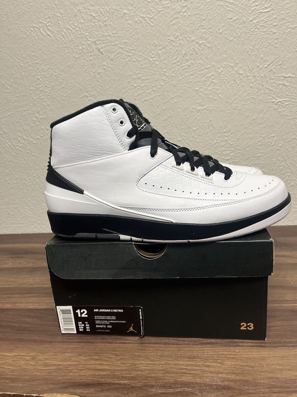 Size 12 Nike Air Jordan 2 Wing It 2016 - Black And White Men’s 834272-103 OG Box